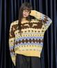 WAIKEI Dolphin Hairy Graphic Knit Yellow
