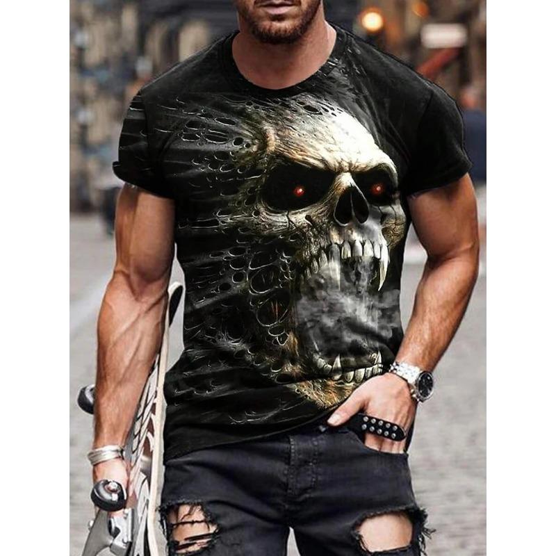 Tricou pentru bărbați Summer Everyday Street Tricou bărbați cu imprimeu cu cranii Top casual cu mâneci scurte Sport în aer liber Moda tricou bărbați
