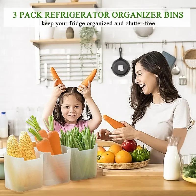 Refrigerator Food Storage Box Fruit Vegetable Fresh-keeping Box Fridge Side Door Drawer Organizer Rack Kitchen Storage Supplies