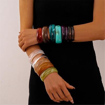 Practical Wide Acrylic Bangle Bracelets Geometric Bangle Statement Jewelry Suitable for Women Matching Fashion Outfits