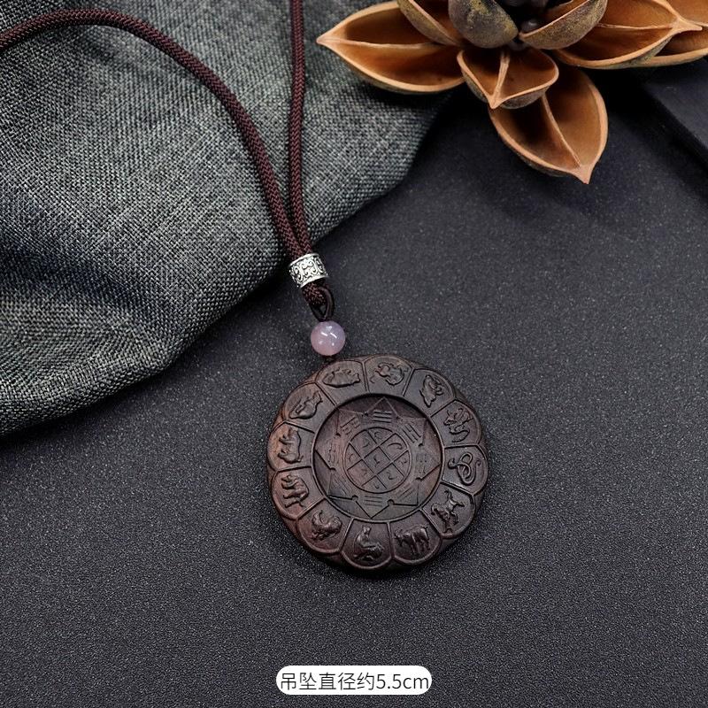 Natural ebony hand-carved necklace female long retro literary Pixiu sweater chain versatile accessories