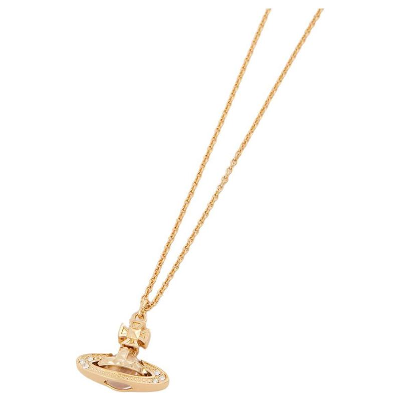 Vivienne Westwood Mini Bas Relief Classic Embossed Crystal Pendant Brass Necklace Men's Gold 63020104-02R121-CNR121