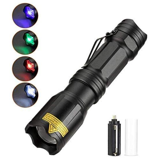 1000 Lumens LED Flashlight with 4 Colors and for Outdoor Animal Night and Night Waterproof and Compatible with 18650 or AAA Batteries Not Ultra-Bright