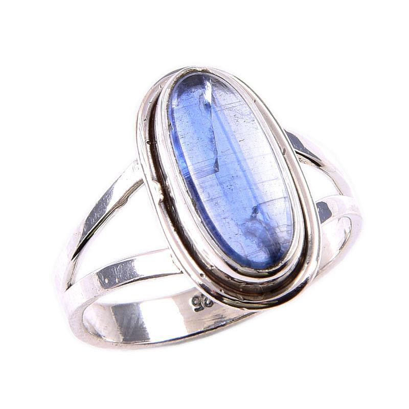 Natürlicher Kyanit Edelstein Handgefertigt 925 Massiv Sterlingsilber Geschenkring S.7 P7V99