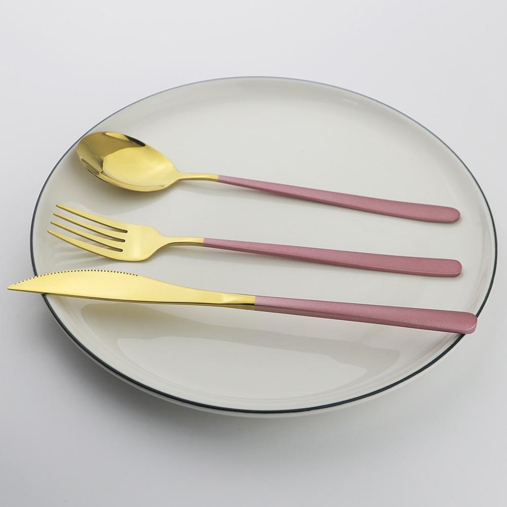 16Pcs Green Gold Dinnerware Set 304 Stainless Steel Cutlery Set Knives Forks Spoons Dinner Set Kitchen Tableware Silverware Set