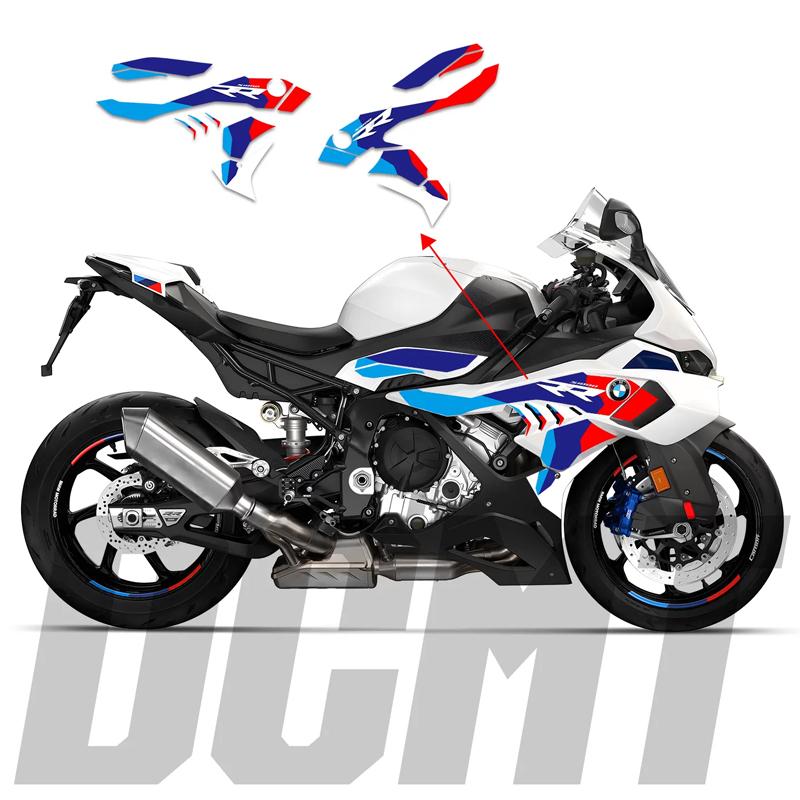Applicable to BMW S1000RR 2025 whole car sticker, blue and white whole car latte waterproof air guide slot sticker