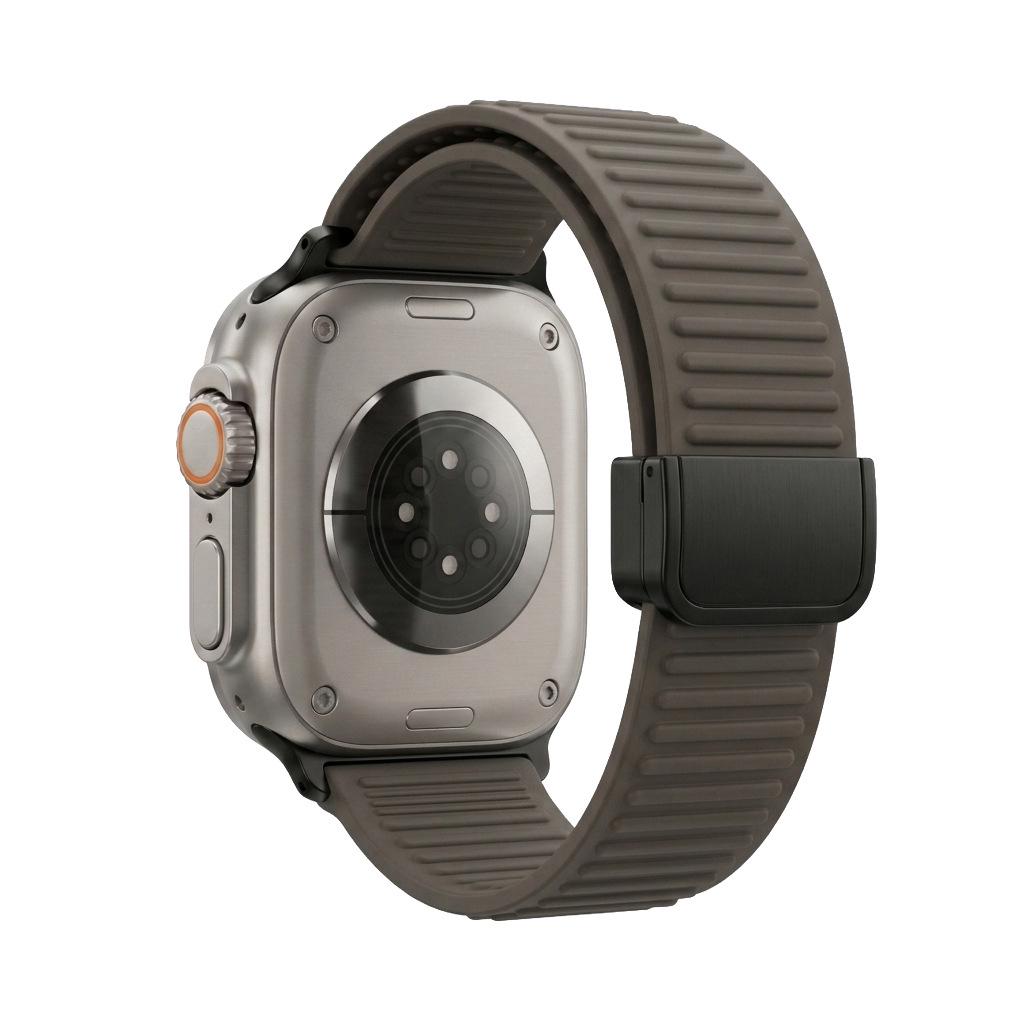 For Apple iWatch 8/9: Mountain Texture Magnetic Loop Silicone Band S11