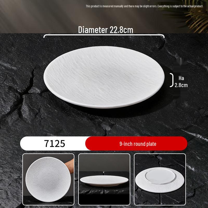Assiette Plate Blanche Imitation Porcelaine en Mélamine - Ronde Buffet, Fondue, Dessert, Steak, Vaisselle d'Hôtel Commerciale.