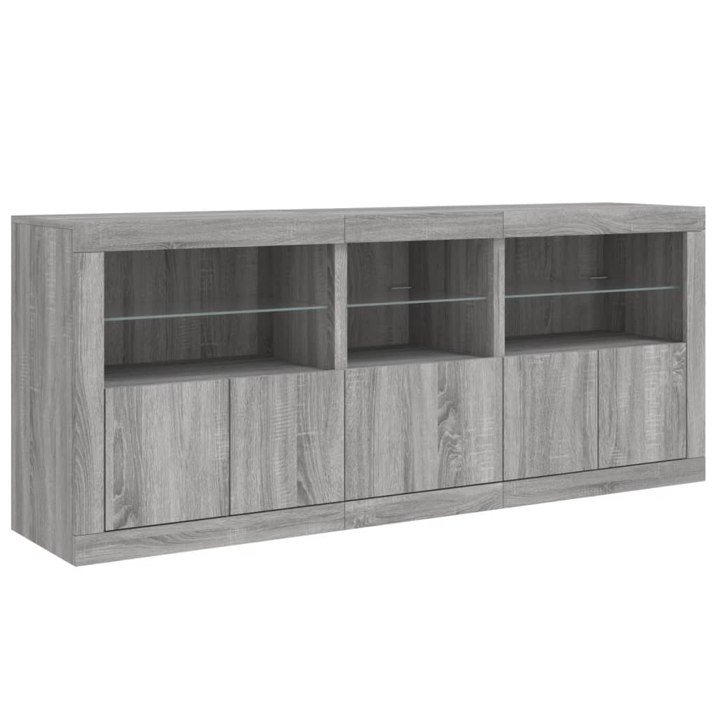 Sideboard with LED Lights Gray Sonoma 162 x 37 x 67 cm