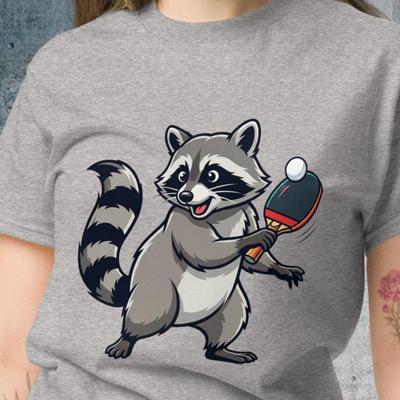 Fun Raccoon Playing Ping Pong T-shirt