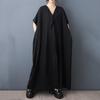 Short Sleeve Plus Size Vintage Black New In Dresses for Women Casual Loose Long Summer Dress