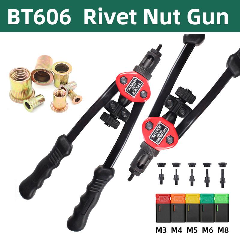 

BTM3 M4 M5 M6 M8 -606 Double Insert Manual Double Handle Riveter Tool Handheld Threaded Rivet Nut Gun Riveter Gun Tool