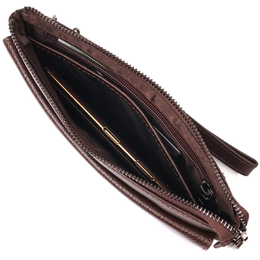 Stylish Clutch for Men Made of Genuine Leather CANPELLINI 21548 Brown