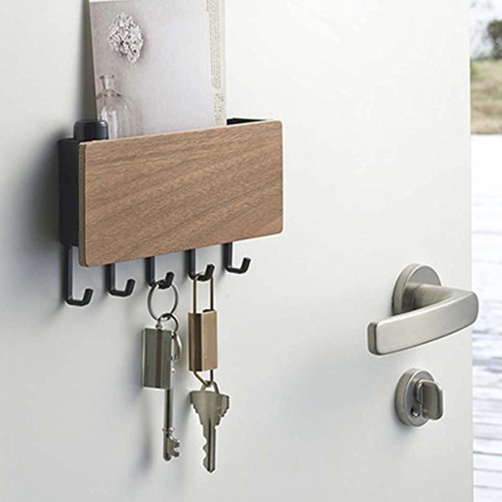 Hallway Wall Holder Wooden Punch Multifunctional Key Holder for Bag Hat Scarf