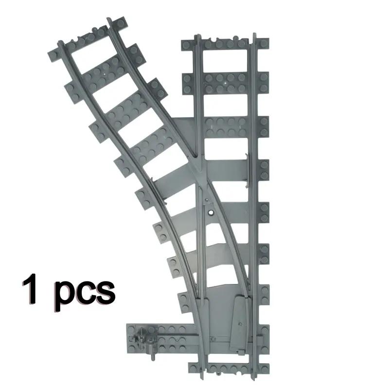 MOC Binari per Treni Città Incrocio Deviatoio Flessibile Biforcazione In Salita Rettilinei Curvi Mattoncini Ferrovie Giocattoli Creativi Fai da Te