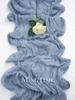Elegant Pleated Semi-Sheer Gauze Table Runner in Dark Blue Creating Retro Wedding Party and Christmas Scenes Decoration