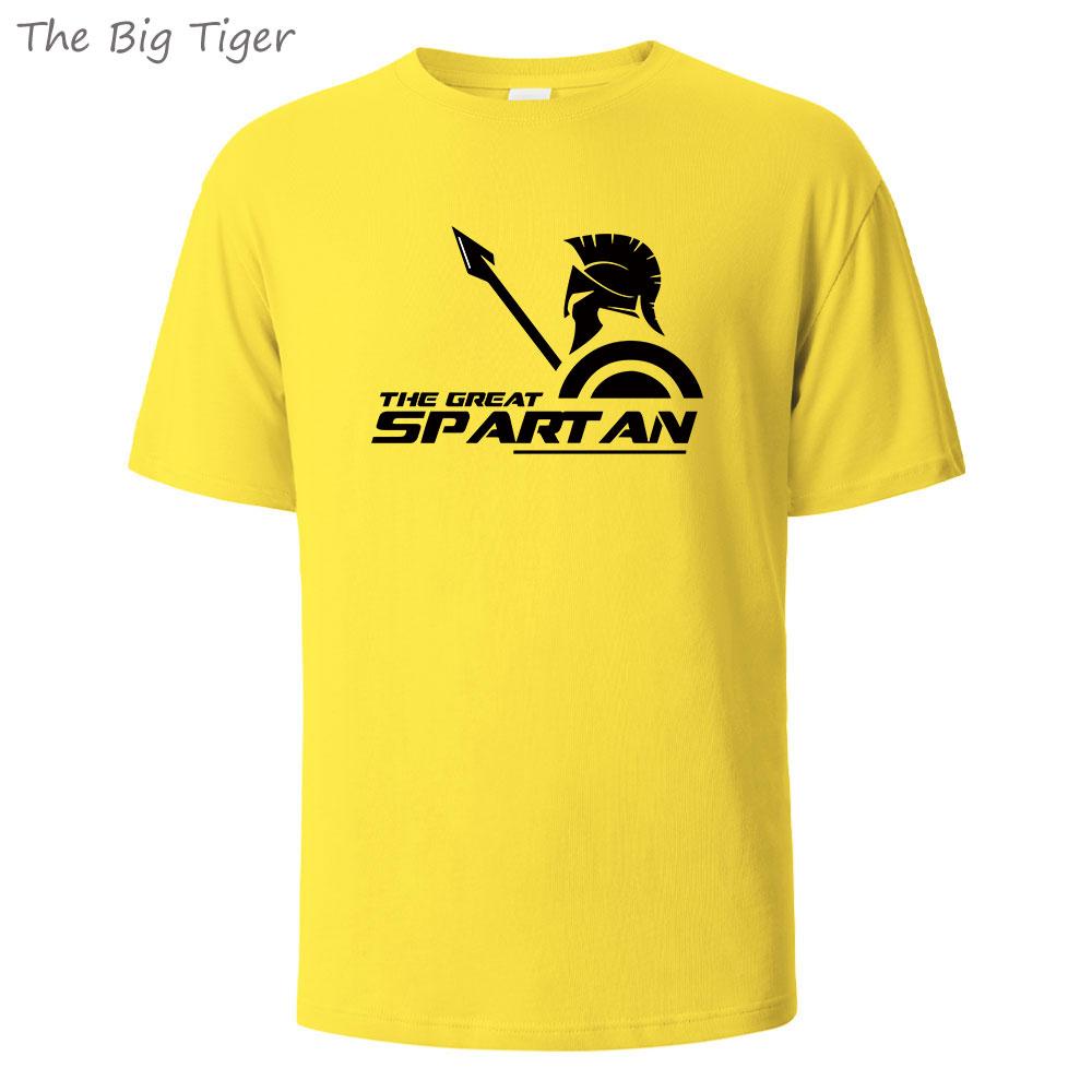 Spartan Printing Summer Cotton Mens Tee Lightweight Round Neck Breathable Fabric Casual Simple Style Tshirt Men TShirt