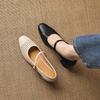 Krazing Pot Sheepskin Round Toe Thick Heels Summer Shoes Solid Big Size 42 Hollow Decoration Women Shallow Pumps