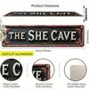 THE SHE CAVE Rustic Aluminum Wall Sign 16x4 Vintage 2D Metal Art Print Durable Easy-Hang Indoor Decor
