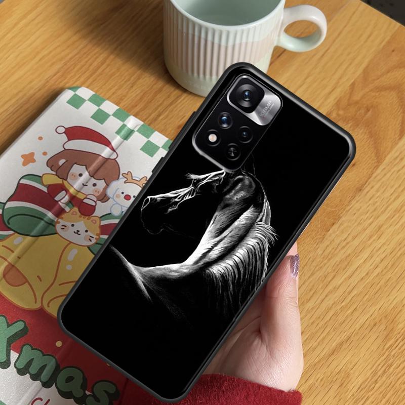 Black White Horse Case For Xiaomi Redmi Note 13 Pro 14 12 11 10 15 Pro Plus Redmi 15 C 13 10C 12C 13C 14C Cover