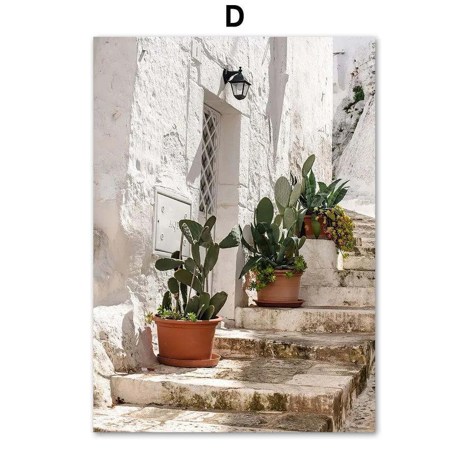 Mediterranean Beige Stairs Car Clay Pot Lemon Wall Art Canvas Painting Nordic Posters And Prints Pictures For Living Room Decor