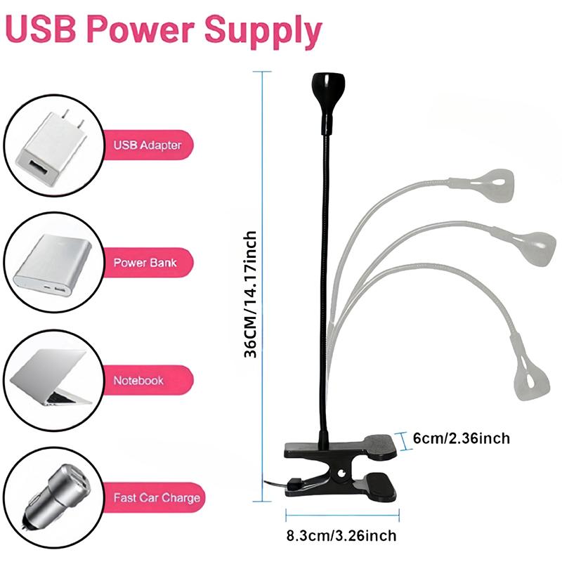 Nail Dryer Light Uv Nail Lamp For Drying Gel Nail Polish Foot Switch Clip-On Flexible Desk Mini Portable Usb For Diy Manicure