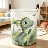 1pc Round Laundry Basket, Cute Cartoon Dinosaur Pattern, Foldable Basket for Easy Storage, Spacious Capacity, Durable Polyester Material, Dormitory An