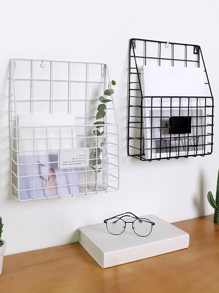 Iron Grid Book And Newspaper Rack Home Wall Decoration Wall Newspaper And Magazine Storage Bookshelf