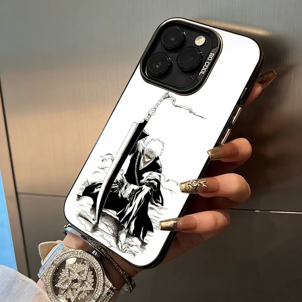Hot anime-B-L-E-A-C-H Phone Case For iPhone 17,16,15,14,13,12,11 Plus Pro Max Colored Silver Phone Case