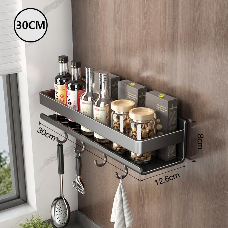 Luxury Kitchen Rack Condiment Jar Storage Rack No Punching Wall-Mounted Seasoning Storage Rack Kitchen Accessories Organizer