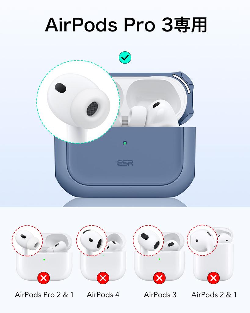 ESR AirPods Pro 3 Case Compatible with AirPods Pro 3rd MagSafe Drop Shock Absorbing with Hybrid Dark Blue (2025) - Generation, Compatible, Cover,