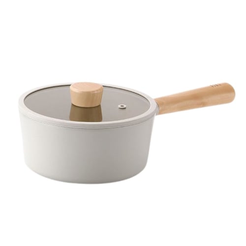 Neoflam Saucepan (18cm, 1.6L, with Lid), "Nordic European Style" with 5-Type Ceramic Coating, Induction, Highlight, Gas, and IH Compatible
