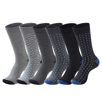 6 Pares Calcetines de Moda para Hombre Alta Calidad Negocios Algodón Suave Casual Cuatro Estaciones Patrón de Puntos Caballero Talla Grande Calcetín de Vestir para Hombre
