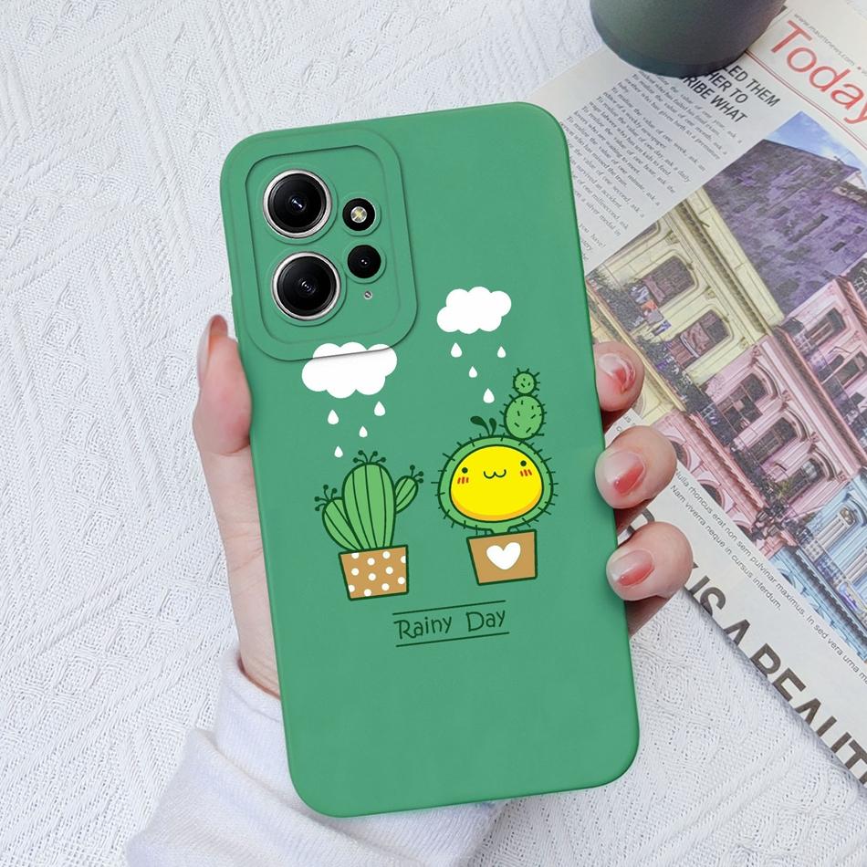 Cases For Xiaomi Redmi Note 12 12S 4G 5G Cute Patterned Liquid Silicone Anti Knock Back Cover For Redmi Note 12 S Funda Bumper
