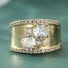 Classic Inlaid White CZ Women's Ring Aesthetic Gold Color Geometry Daily Wear Party Jewelry Anniversary Gift