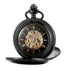 Classic double face hand winding mechanical pocket watch smooth surface hollowed Roman numeral men women mechanical pocket watch