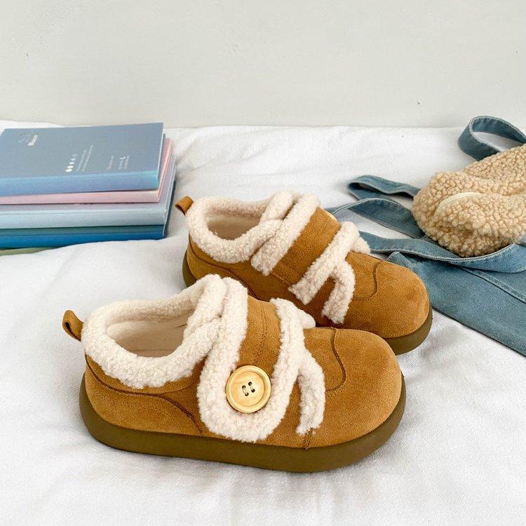 Velcro bread cotton shoes popular warm velvet board shoes round head snow boots