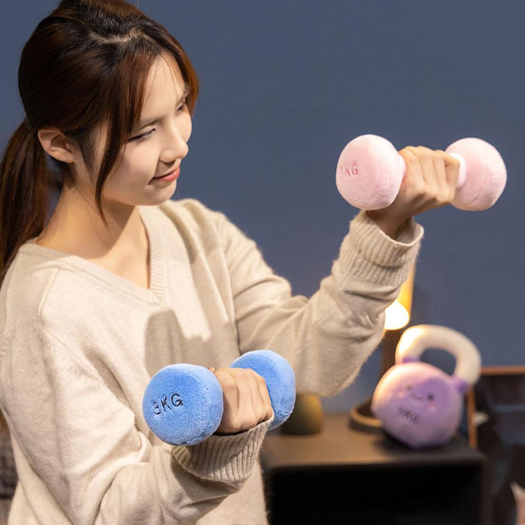 Soft Plush Dumbbell Shape Throw Pillow Toy For Newborns Infant Sensory Development Safe Gift Mystic Blue