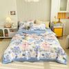 Fresh Floral Quilt 100% Cotton Flowers Print Air Conditioning Quilted Quilt Soft Breathable Lightweight Multifunction Blanket