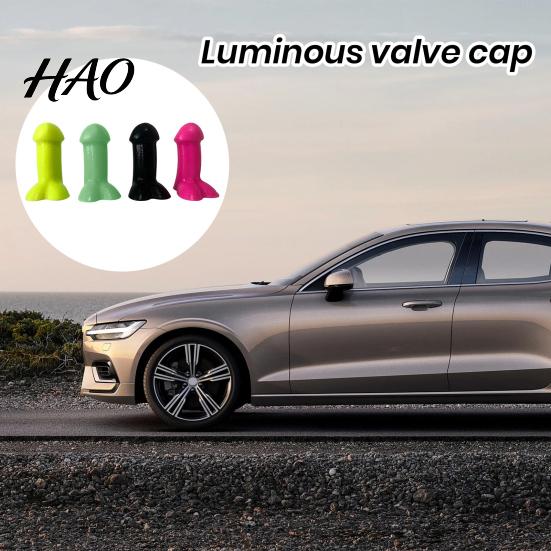 Cappelli a Forma di Pneumatico Scherzosi Novità 4 Pezzi Stelo Valvola in Silicone Pene Luminoso per Impedire l'Ingresso di Sabbia Scherzi Strisce Paracolpi Nucleo Accessori Auto Bicicletta Montagna