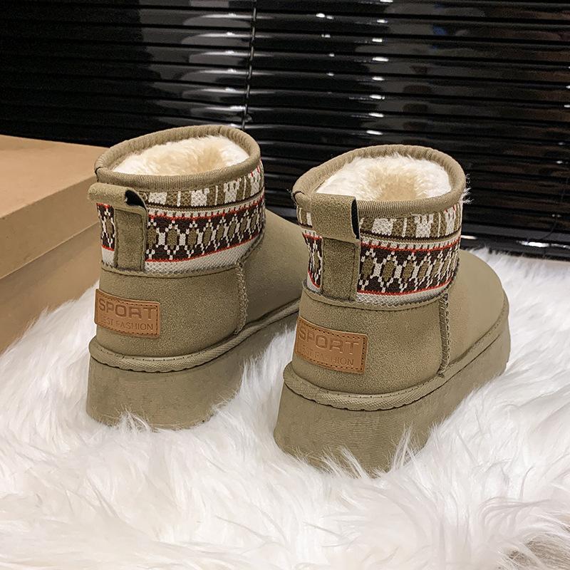 

Мода 2024 Новые Классические Утепленные Пушистые Женские Снежные Ботинки Модные Этнические Теплые Ботильоны Женские Зимние Дамские Массивные Ботильоны 40