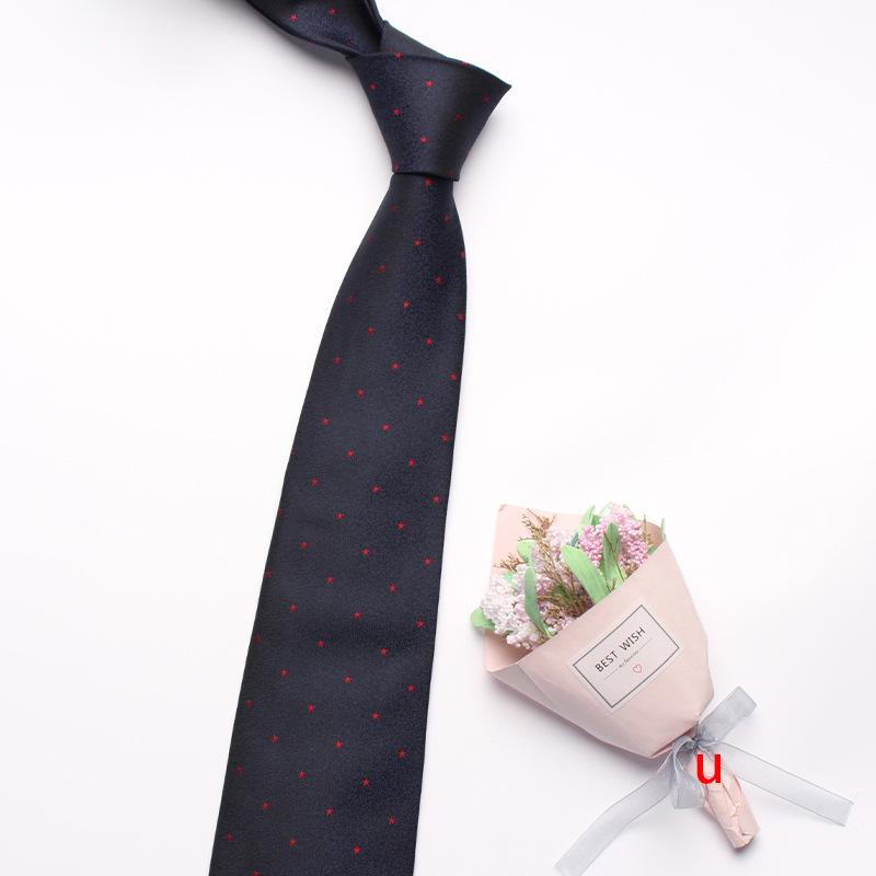 Navy Blue Series Oblique Striped Tie Men'S Business Flower 8Cm Polyester Silk Tie