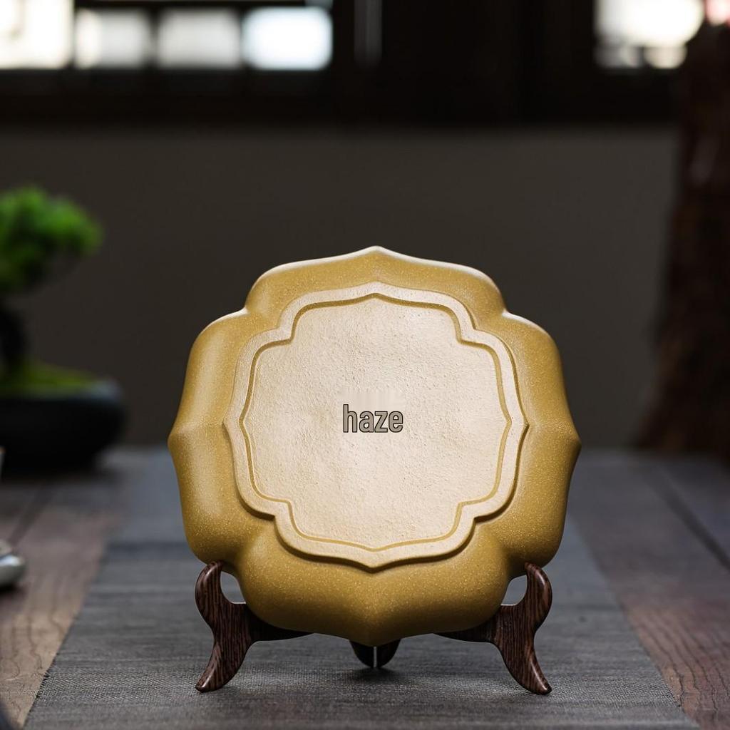 Yixing Zisha Original Ore Duan Ni Tea Tray with Exquisite Water Chestnut Flower Carvings.