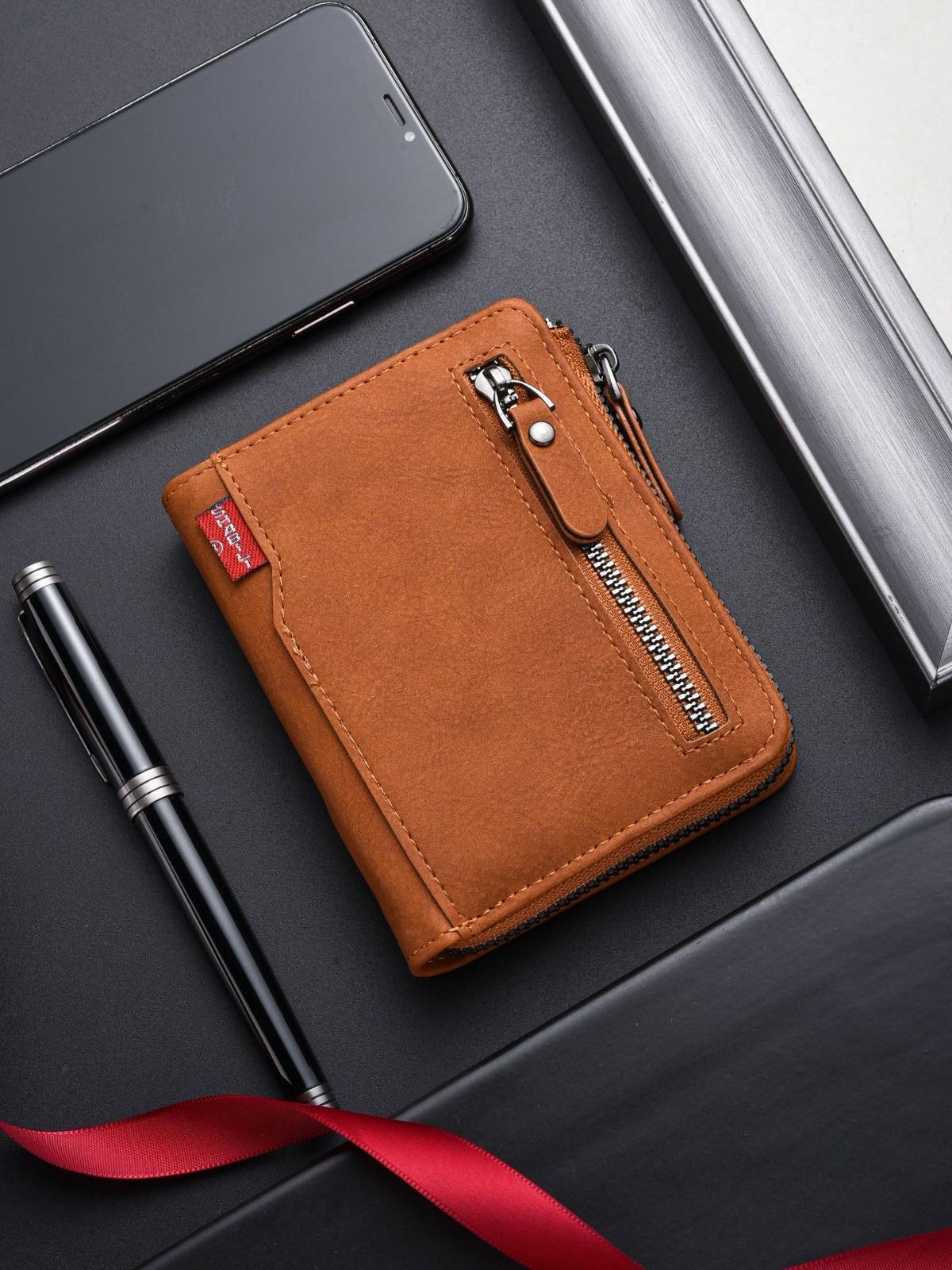 

Мужской кошелек большой вместимости на молнии с отделением для карт и монетницей One Size