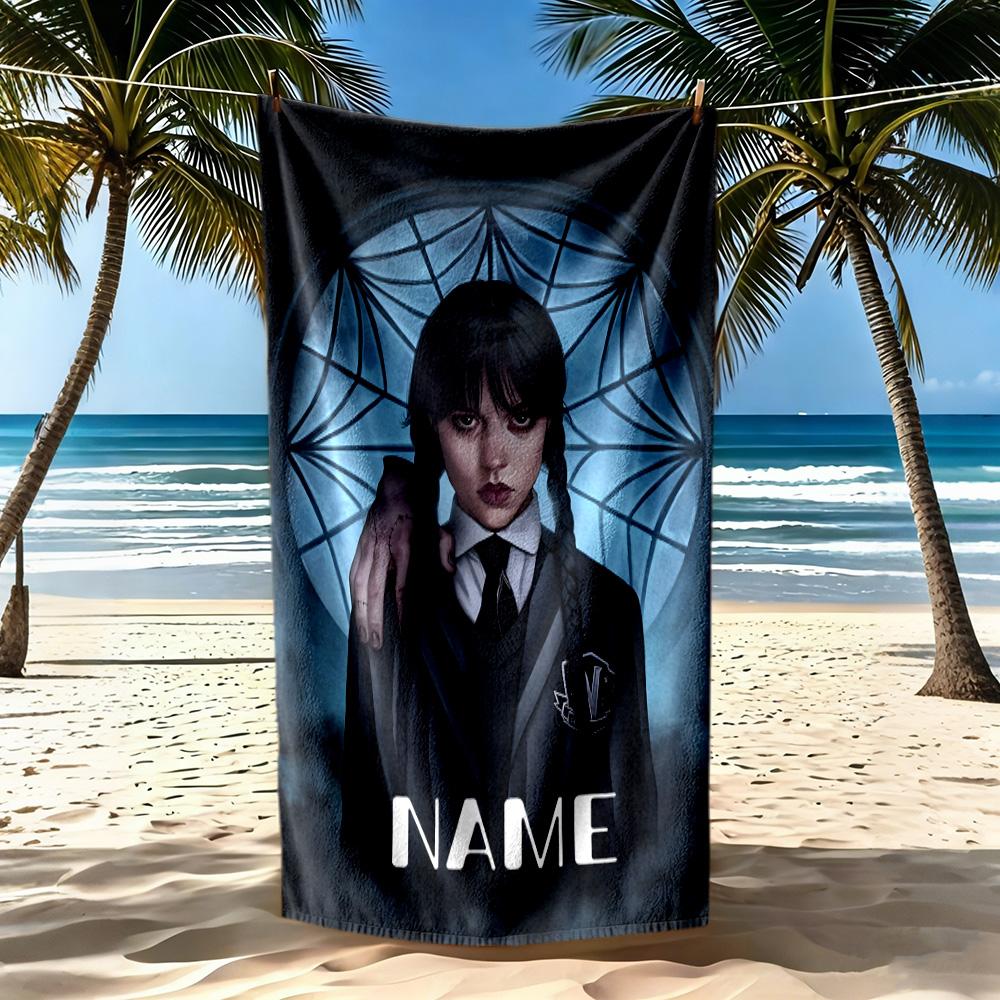 Dark Gothic Mystery Personalized Name Beach Towel Soft Durable Quick-Dry Suitable for Swimming Gym Camping Yoga Vacation