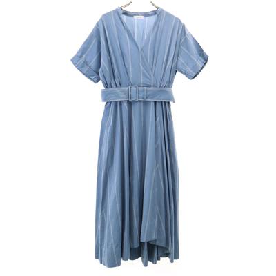 FRAY I.D Striped Pattern Short Sleeve Kashcourt Long Dress Light Blue Women Used