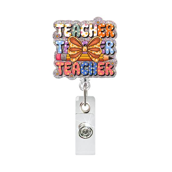 Telescopic Badge Holder Cute Glitter Reels, Acrylic Retractable with Clip, ID Name Tag Reel Card for Nurse Teacher Keychain Nurses