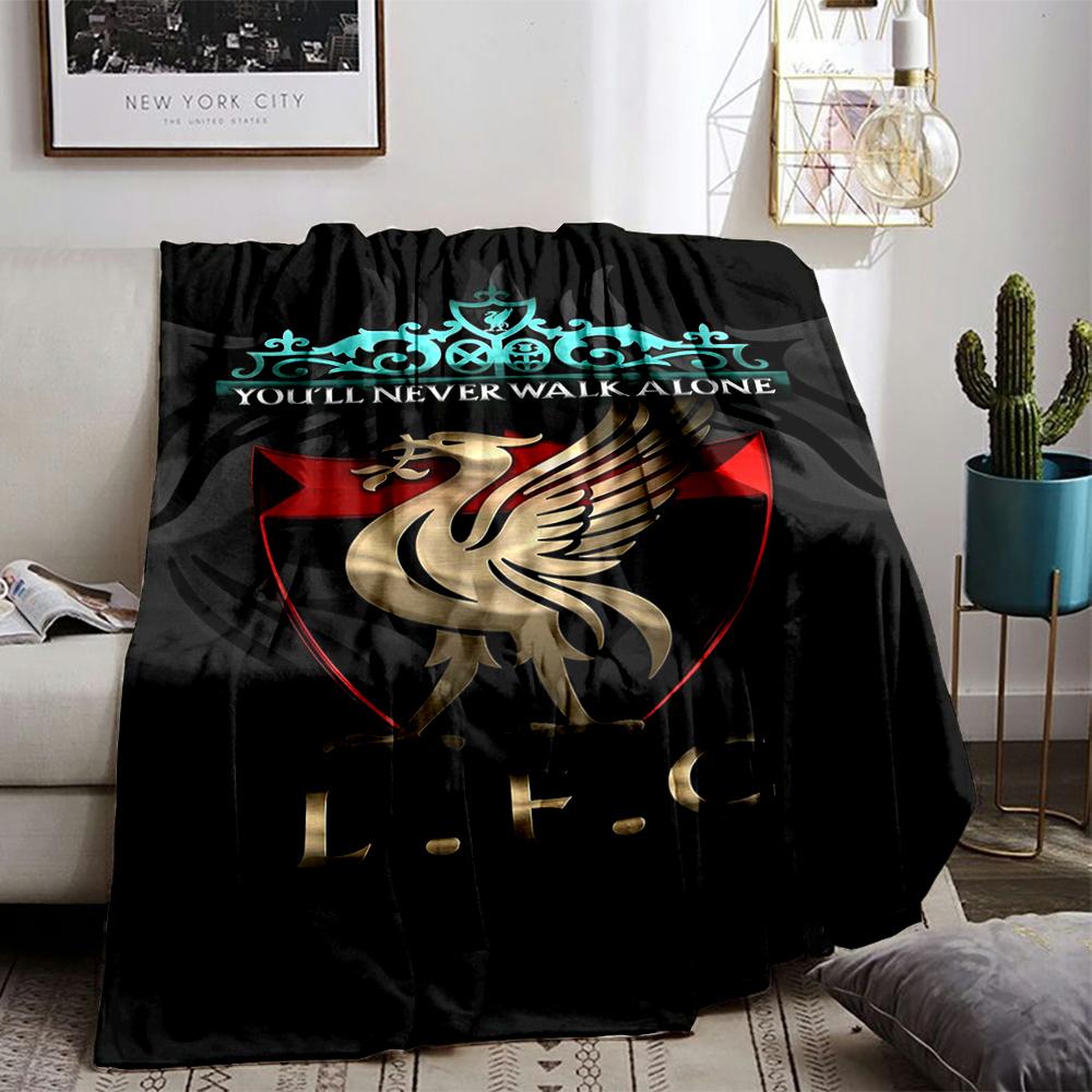 Liverpool F.C. Inspired Blanket with Crest and You'll Never Walk Alone Design Blanket, Suitable for Use In the Bedroom, Living Room, On the Sofa