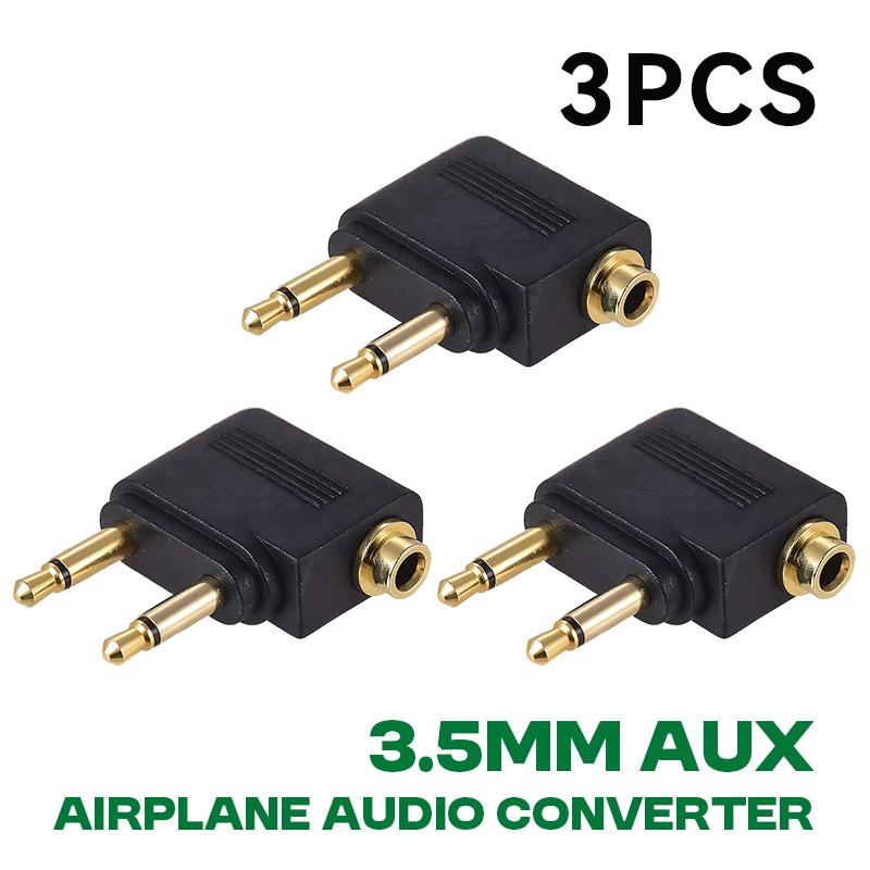 1-10 PEZZI Adattatore Audio per Aereo Spina AUX da 3,5 mm Convertitore Audio per Cuffie Auricolari da Aereo Per Cuffie da Viaggio Aereo Vendita all'Ingrosso