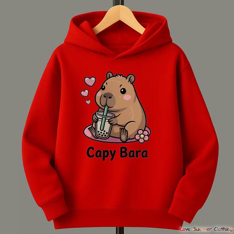 Roztomilá kapybara Rozkošné Kawaii dětské oblečení Teplé svetry a mikiny pro venkovní sporty na podzim a zimu pro dívky chlapce
